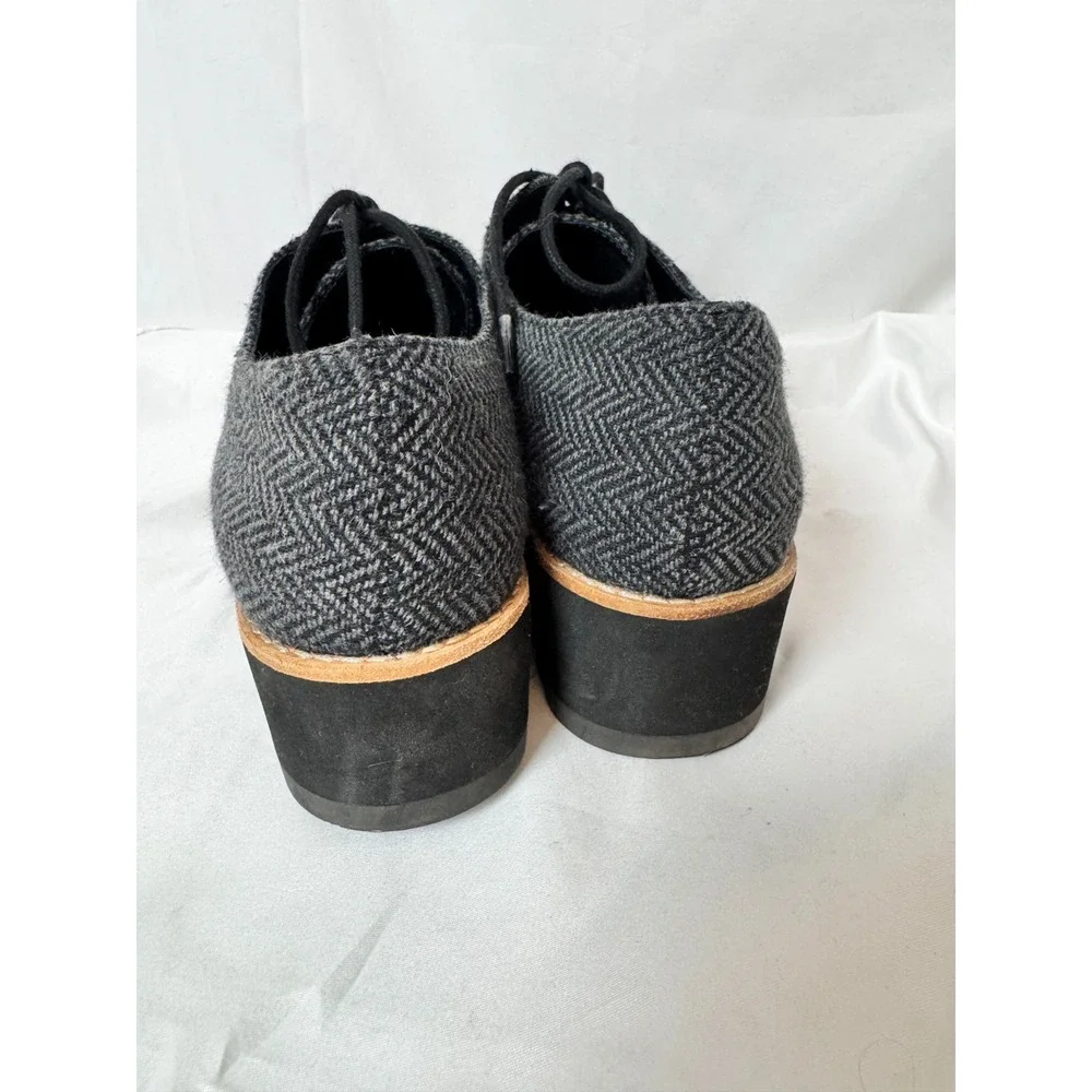 Eileen Fisher Eddy Mélange 2‎ Platform Oxfords Grey Herringbone Shoe Womens 7
